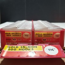 TIC Gold Salmon Egg Hooks Size 10 JAPAN 24 pks x 10 Hooks Plastic Cases Vtg NOS - £48.56 GBP