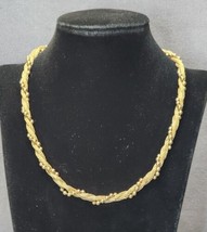 Vintage Avon Gold-tone Choker Collar Necklace 16&quot; Twisted Mesh Rope Bead... - £17.53 GBP