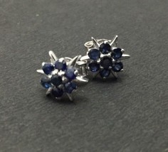 925 Sterling Silver Blue Sapphire Earrings 1.25 Ct Polished - £32.96 GBP