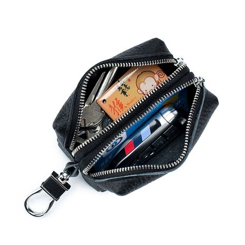 Waist Pouch Black Patch Leather Zippered Pockets for Wallet Phone Travel Gift  Item image 12