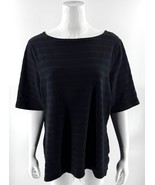 Charter Club Womens Boat Neck Tee Top Black Plus Size 3X Textured Half S... - $376.33 MXN