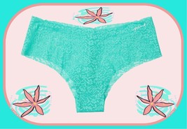 M  Sea Teal Glow Turquoise NOSHOW All Lace Victorias Secret PINK Cheekster Panty - £8.76 GBP