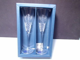 2 Thomas James Crystal Toasting Flutes ~~ inscribed A F D ~~ in box ~~ 10&quot; - $24.99