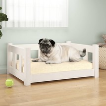 Dog Bed White 65.5x50.5x28 cm Solid Wood Pine - £32.78 GBP
