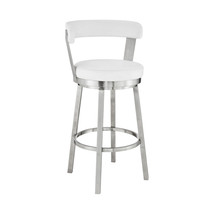 30" White And Silver Iron Swivel Backless Bar Height Bar Chair - $9,282.07 MXN
