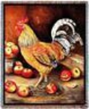72x54 ROOSTER Chicken Apples Tapestry Afghan Throw Blanket  - $63.36