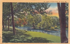 Forest Park Lake St. Louis Missouri MO 1940 to Winfield KS Postcard D09 - £2.34 GBP