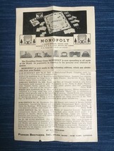 685A~ Vintage 1936 Monopoly Parker Brothers Instructions Rules - $14.50
