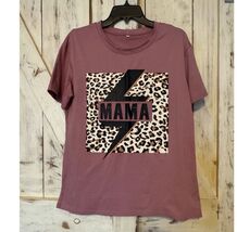 Mama Animal Print Storm Pink Short Sleeves Tee Size M - $8.55