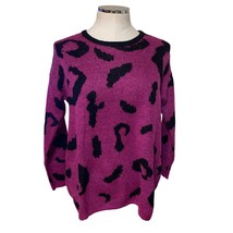 Tyler Boe Wool Mohair Knit Pink Black Animal Print Crewneck Sweater Size S - $41.79