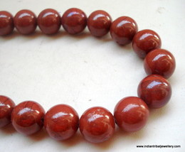 660 ct red jasper gemstone round beads necklace - £94.96 GBP