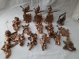 14 Vintage Cherub Music Angel Christmas Ornament Mixed Lot Gold Gilded Painted - £19.42 GBP