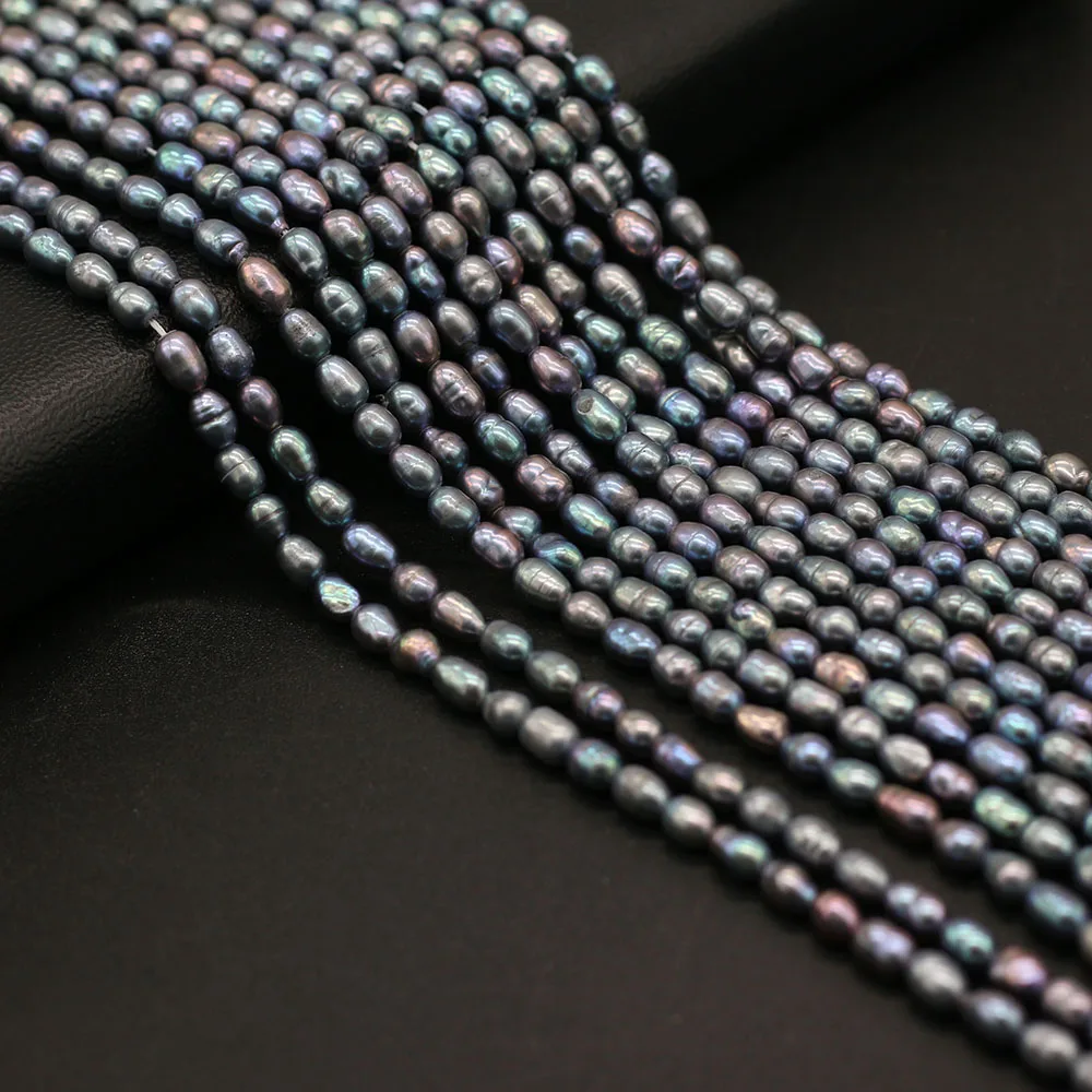 High Quality Natural Freshwater Black Pearl Rice Beads Loose Beaded For Jewelry - £10.88 GBP+