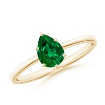 ANGARA Lab-Grown Ct 0.6 Emerald Solitaire Engagement Ring in 14K Solid Gold - £613.24 GBP