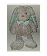 Big Gray Bunny Rabbit Plush 22&quot; Stuffed Toy Lovey Pale Blue Ears/Bow Wal... - £30.97 GBP