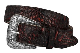 Mens Crocodile Alligator Pattern Leather Western Dress Cowboy Belt Black... - £27.56 GBP