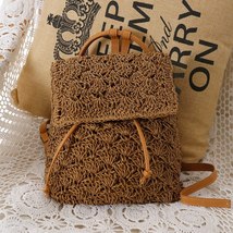 Straw Bag Women Straw Backpack Handmade Rattan Female Summer Women Backpa Bolsa  - £29.19 GBP