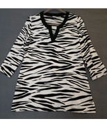 Chico&#39;s Travelers Slinky Pullover Top Blouse Animal Zebra Print Size 1 (... - $27.06 CAD