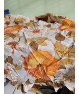 Vintage MCM 70s ruffled Round Tablecloth Floral -68&quot; poppies - £22.05 GBP