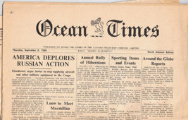 The Ocean Times Thursday Sept 2 1960 RMS Queen Elizabeth Cunard Newspaper - £8.11 GBP