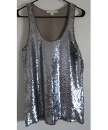 Boston Proper Silver Sequin Sleeveless Tank Top Size 12 - €65,13 EUR