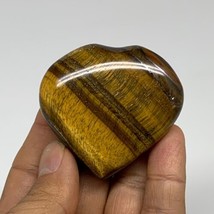 73.7g, 2&quot;x2.1&quot;x0.8&quot;, Tiger&#39;s Eye Heart Polished Healing Crystal @India, ... - £17.53 GBP