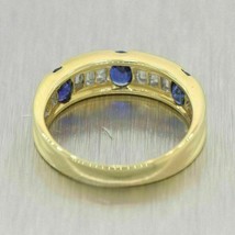 Vintage 2.00 Ct Oval Cut CZ Blue Sapphire Engagement Ring 14k Yellow Gold Over - £88.52 GBP