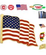 Patriotic Waving USA Flag Pin – Gold or Nickel Plated for Coats &amp; Lanyards - $1,419.30 MXN