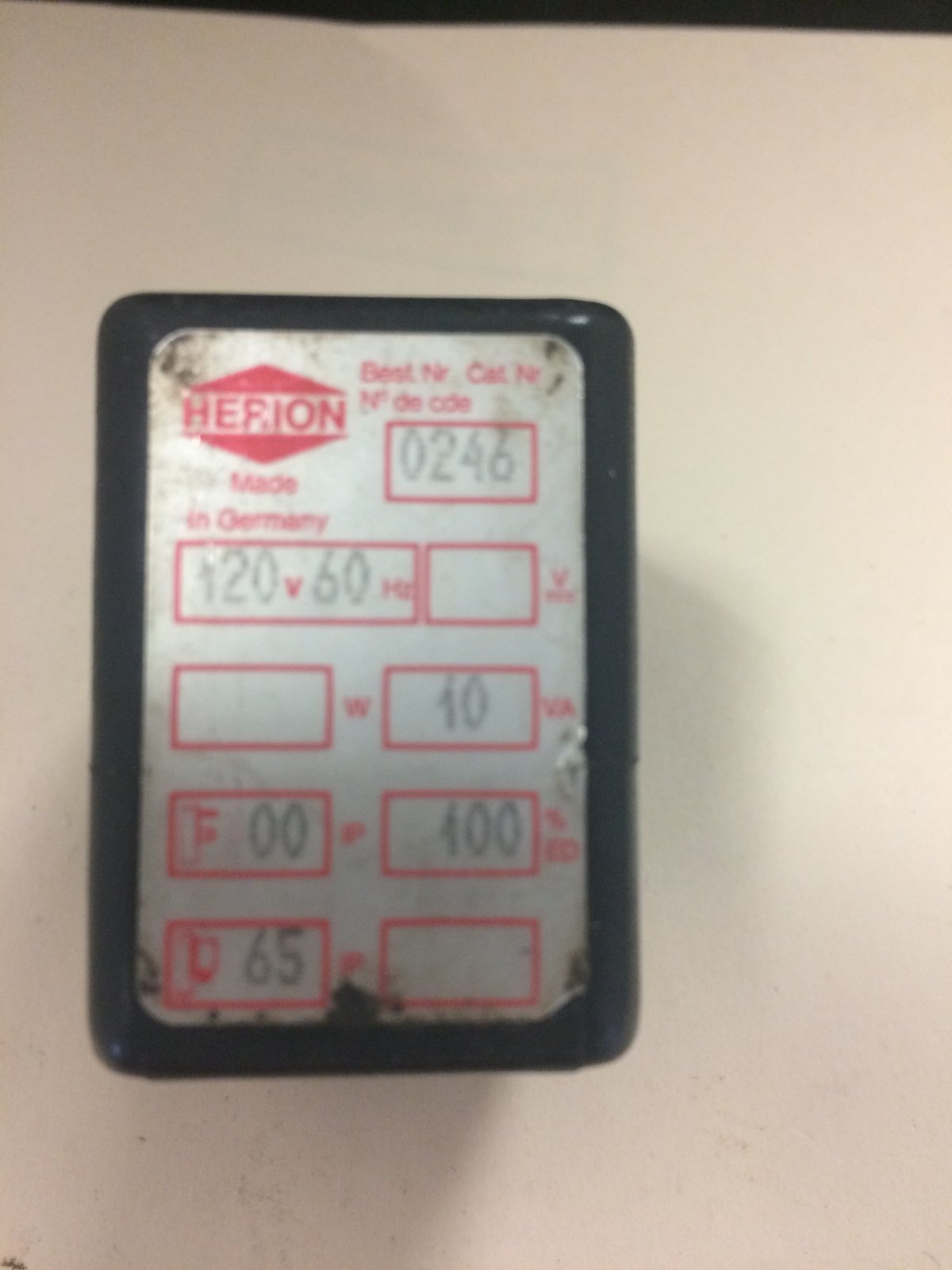 Herion 246 Coil Relay 120V  60Hz - $8.25