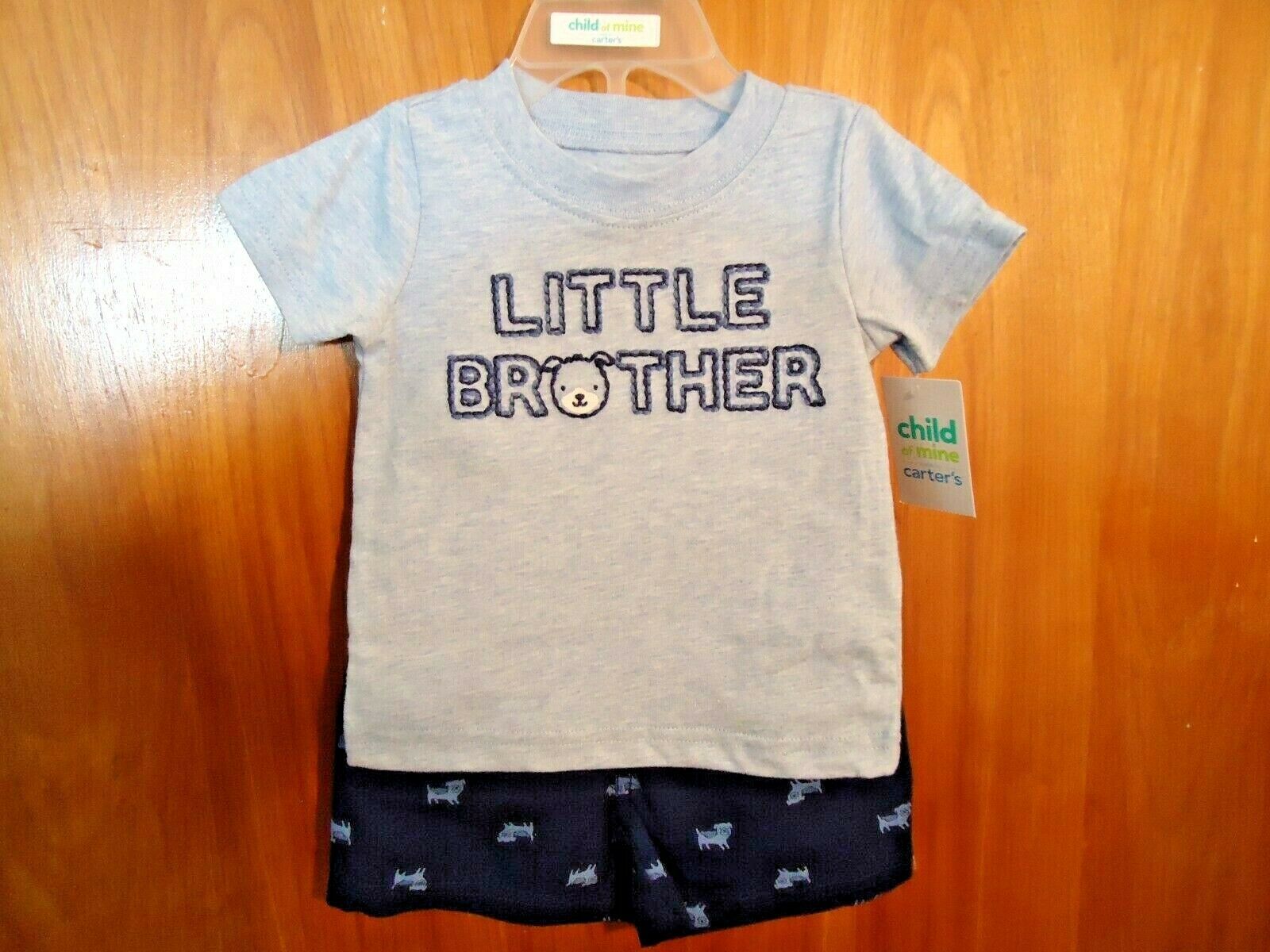 NWT " Carters Child Of Mine Size 3-6M 2 Piece Set " LITTLE BROTHER " GREAT GIFT - £11.06 GBP