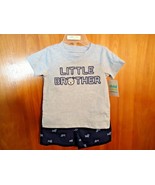 NWT &quot; Carters Child Of Mine Size 3-6M 2 Piece Set &quot; LITTLE BROTHER &quot; GRE... - £11.06 GBP
