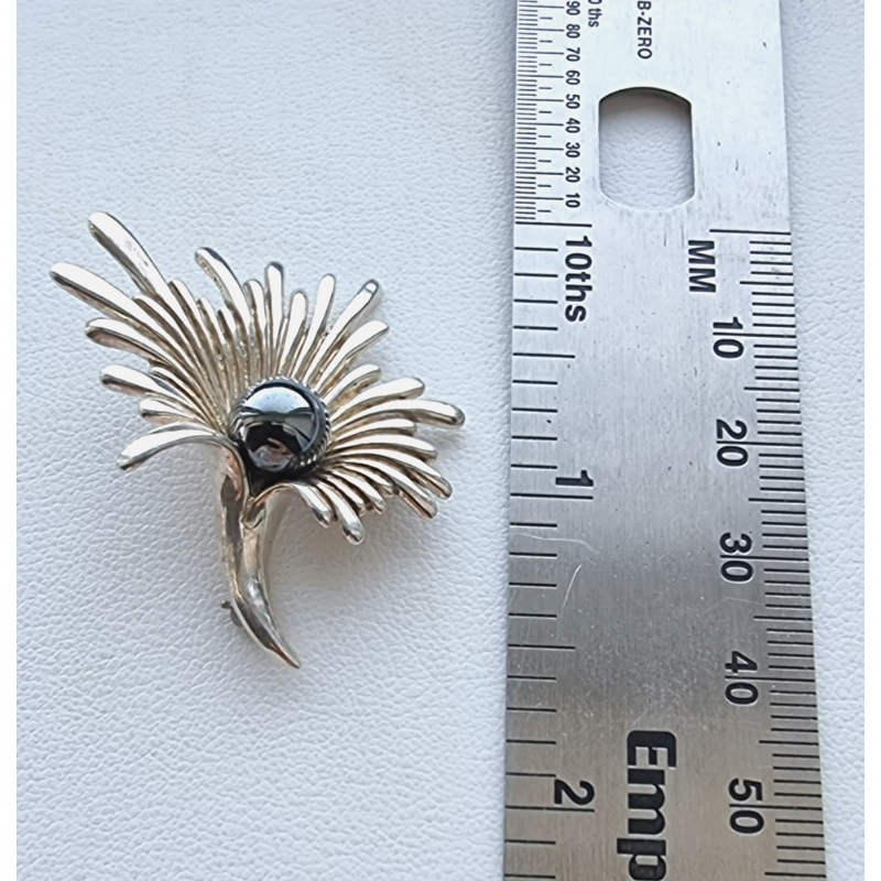 IMI FABULOUS RARE DESIGNER 925 STERLING SILVER BLACK PEARL STARBUST PIN AT Item image 7