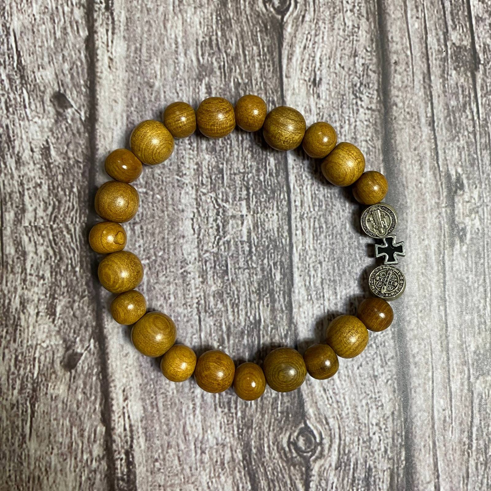 Natural wood Catholic Bracelet, combining 8mm and 10mm sizes, Christian ... - $17.90