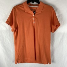 Orvis Polo Shirt Mens Large Orange Pullover Knit Short Sleeve Pima Cotton Logo - £14.91 GBP