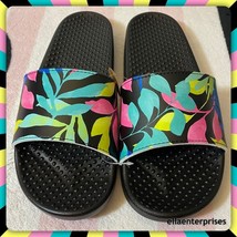 Victoria&#39;s Secret Pink Slides Neon Tropical Leaves Sandals - Large (9-10) - £29.89 GBP