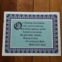 Vintage Oh, Cleaning &amp; Scrubbing LULLABY in Arts &amp; Crafts Blue &amp; Wine Border Pri - £11.70 GBP