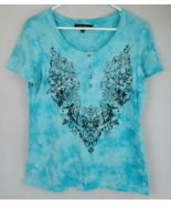 B.L.U.E Women&#39;s Blue Beaded Floral Shirt Size Small - $20.15 CAD