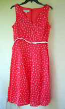 Nwt Kasper Red White Polka Dots Flare Belted Dress Size 10 - £33.26 GBP