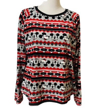 Disney Mickey Mouse Fleece Pajama Top Soft Shirt Sz L (12-14) Colorful - £10.13 GBP