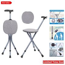Lightweight Folding Walking Cane with Seat &amp; Massage Handle - Supports 3... - $93.01
