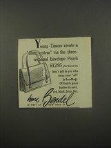 1956 Henri Bendel Jana Three-Sectional Envelope Pouch Handbag Advertisement - $18.49