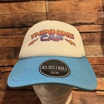 Bioworld Stranger Things Dustin Thinking Cap White Blue Foam Adjustable SnapBack - £10.62 GBP