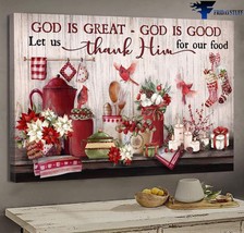 Christmas Poster Cardinal Bird God Is Great God Is Good Let Us Thank Him For Our - £12.86 GBP