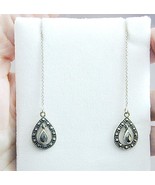 Sterling Marcasite Dangling Earrings Moving Tear Drops 2 Sided Hinged - $29.99