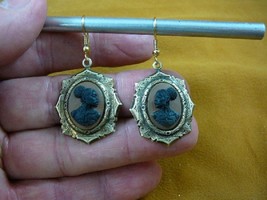 CAE1-8) Rare African American Lady Black + Brown Cameo Dangle Earrings Jewelry - £18.45 GBP