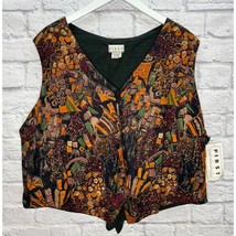 Vintage First Class Womens Vest Size 2XL Abstract Floral Beaded New Butt... - $39.55