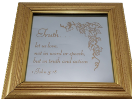 Religious John 3:18 Gold Ornate Gold Frame Wall Etched Accent Mirror 8x8... - $19.75
