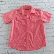 Denim and Rivets Button Up Shirt Boys XL 14 Pink Star Print Pockets Camp... - $17.99