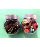2PC Multiple Size Buttons In Plastic Jar With Lid Multiple Colors - $8.02 CAD