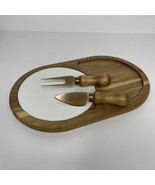 Wooden Cheese Board w/ Ceramic Center and Knife Fork Copper - $11.30